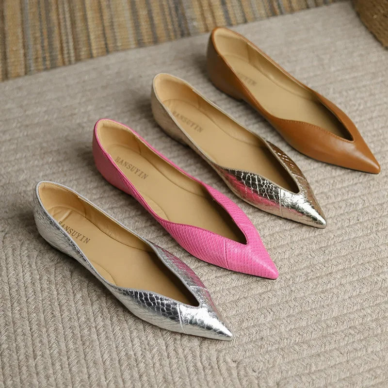 Ballerines Femme à Bout Pointu avec Simili Cuir Lucyle