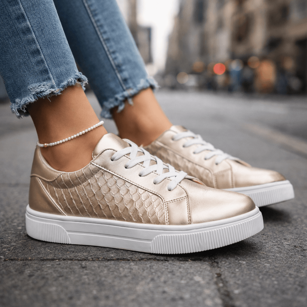 Baskets Femme à Lacets avec Finition Métallisée Lucyle