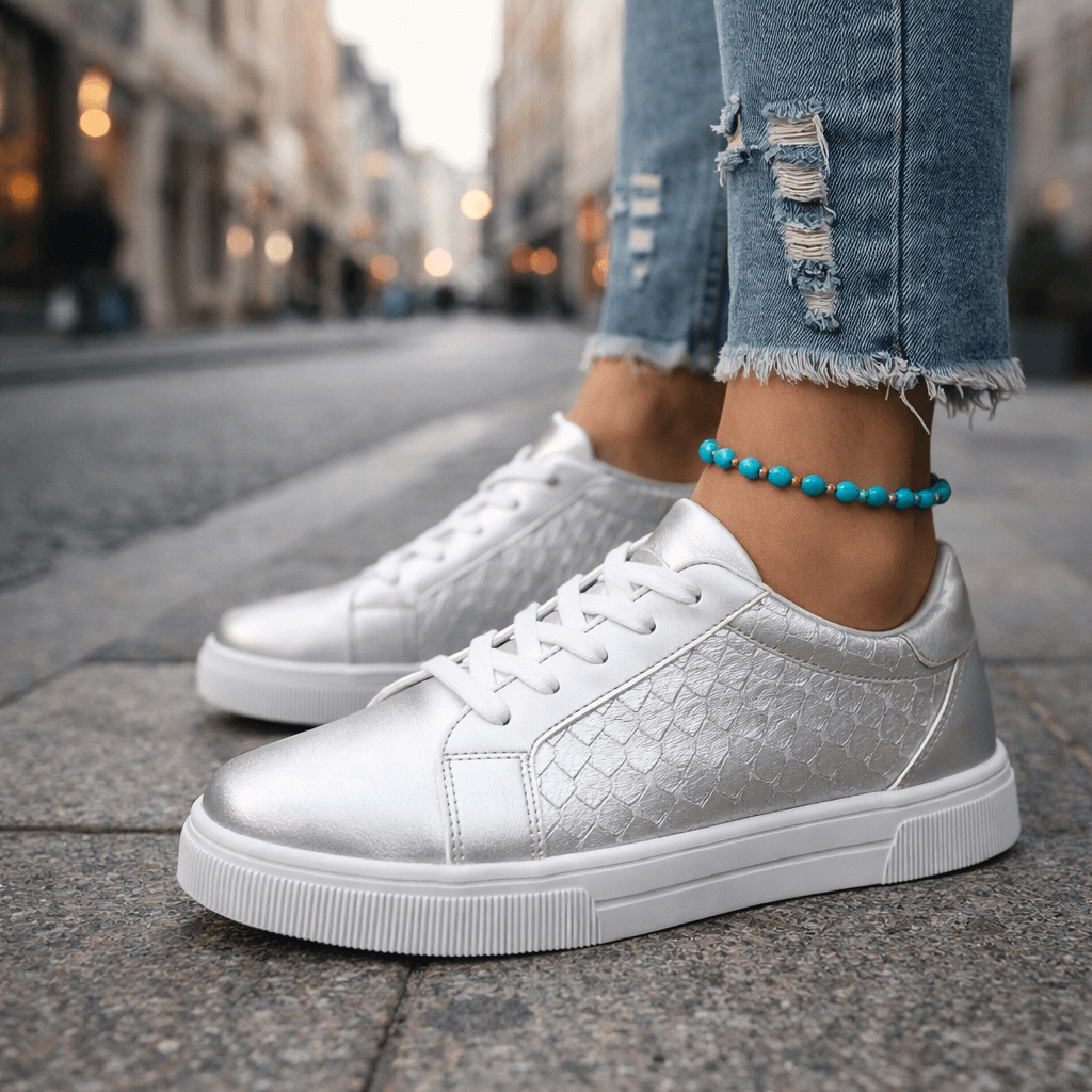 Baskets Femme à Lacets avec Finition Métallisée Lucyle
