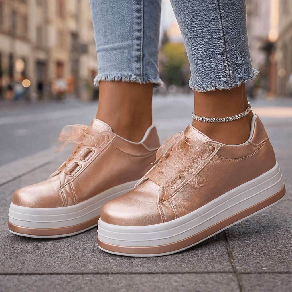 Baskets Femme à Plateforme en Cuir avec Confort Optimal Lucyle