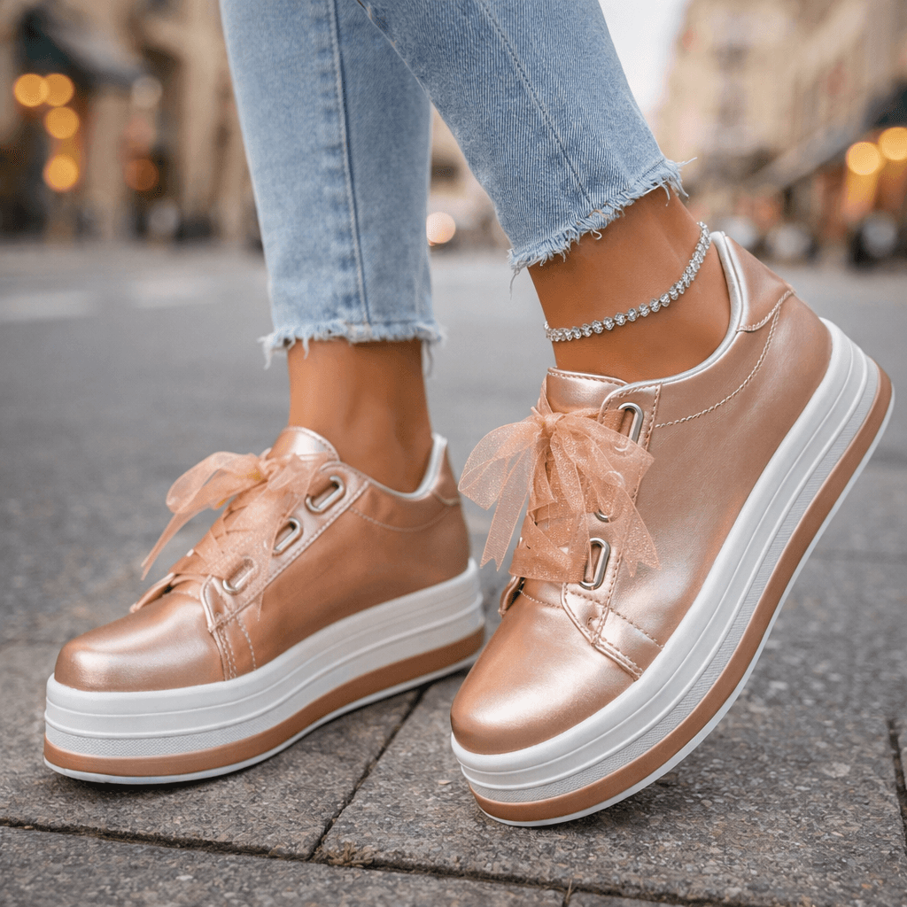Baskets Femme à Plateforme en Cuir avec Confort Optimal Lucyle