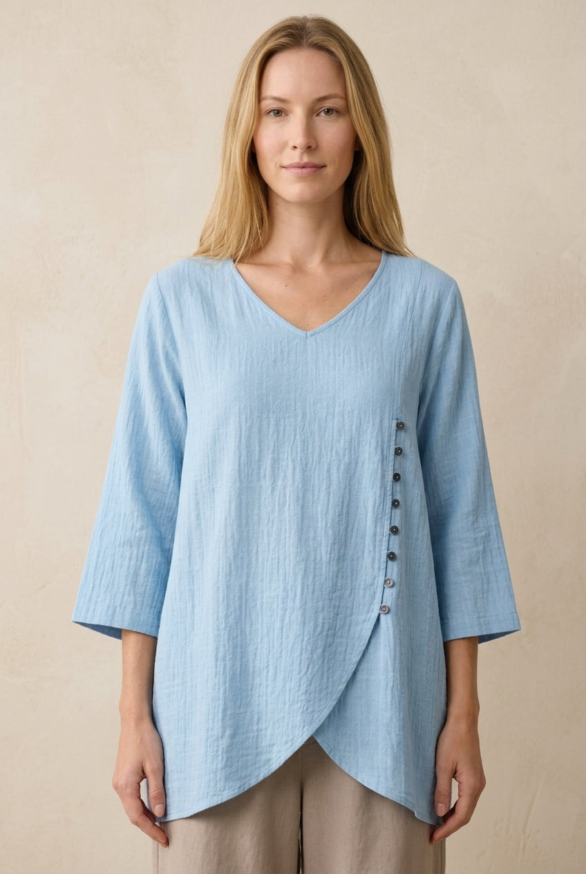 Blouse Femme Col V avec Ourlet Asymétrique Lucyle