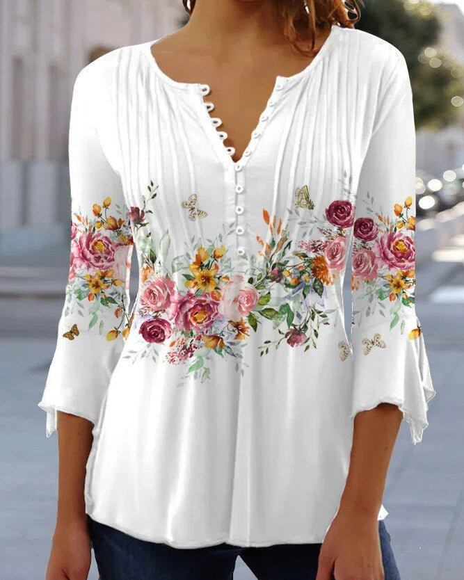Blouse Femme avec Broderie Florale et Manches Longues Lucyle