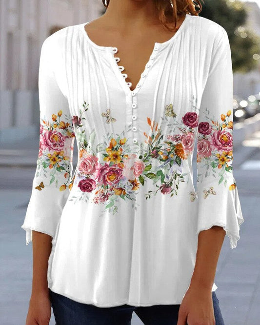 Blouse Femme avec Broderie Florale et Manches Longues Lucyle