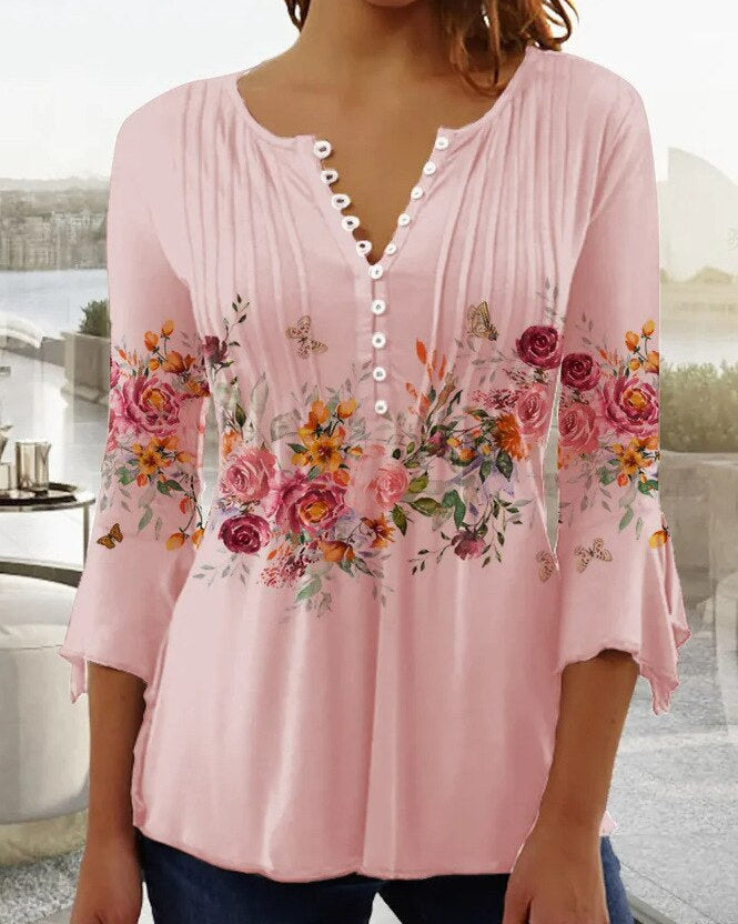 Blouse Femme avec Broderie Florale et Manches Longues Lucyle