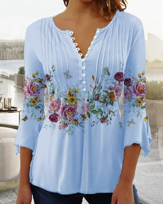 Blouse Femme avec Broderie Florale et Manches Longues Lucyle