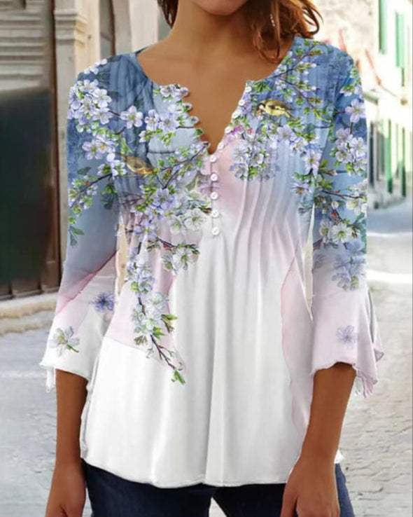 Blouse Femme avec Broderie Florale et Manches Longues Lucyle