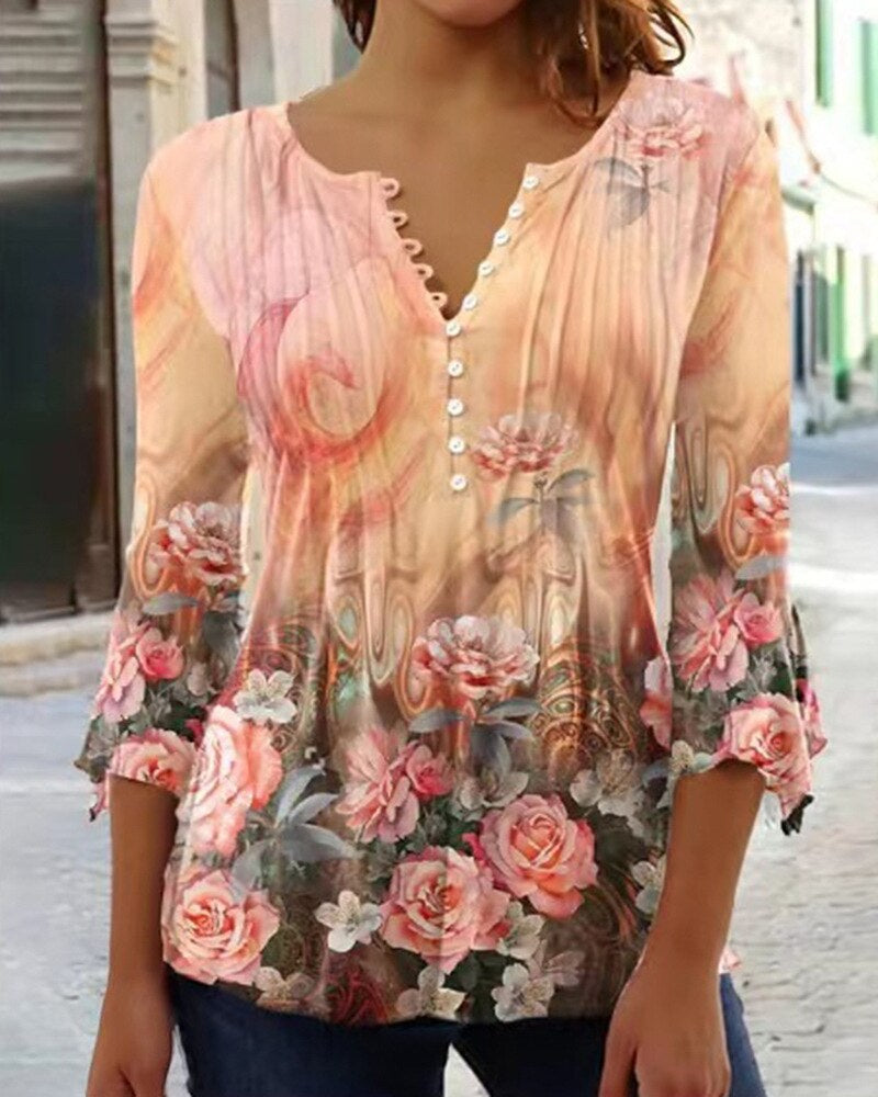 Blouse Femme avec Broderie Florale et Manches Longues Lucyle