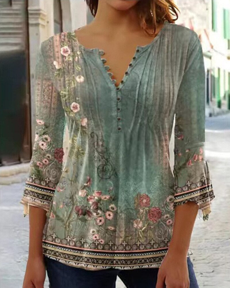 Blouse Femme avec Broderie Florale et Manches Longues Lucyle