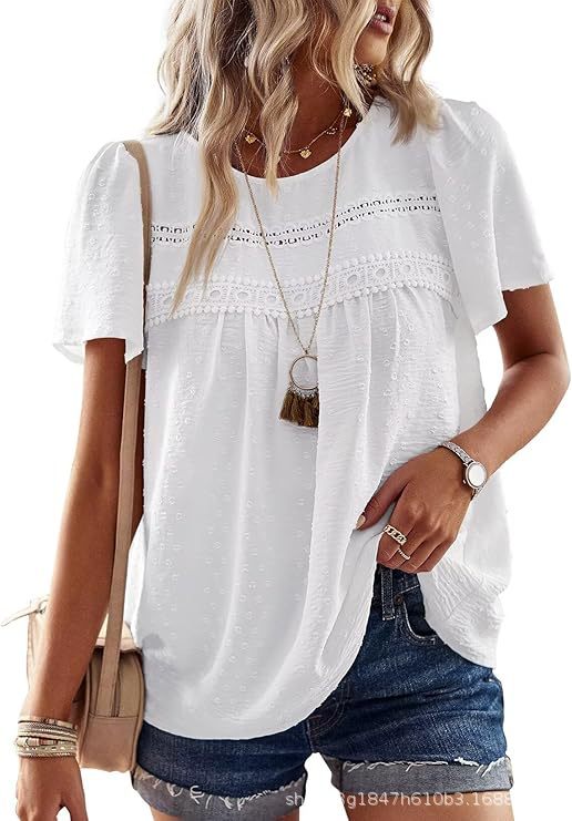 Blouse Femme avec Col Brodé et Détails Volants Lucyle
