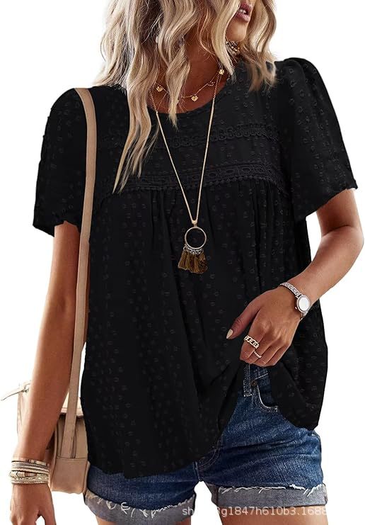 Blouse Femme avec Col Brodé et Détails Volants Lucyle