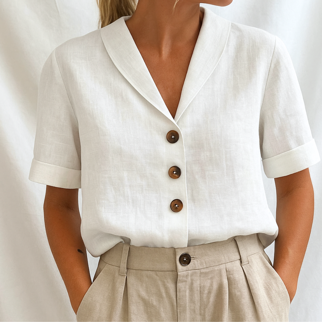 Blouse Femme avec Col Revers et Manches Mi-Longues Lucyle