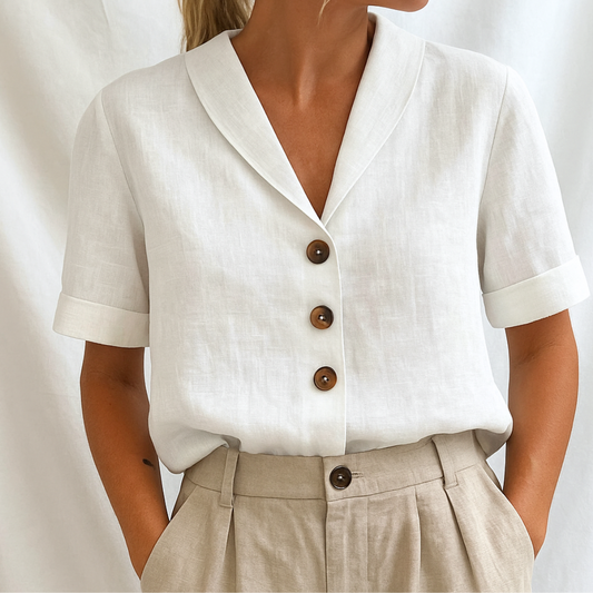 Blouse Femme avec Col Revers et Manches Mi-Longues Lucyle