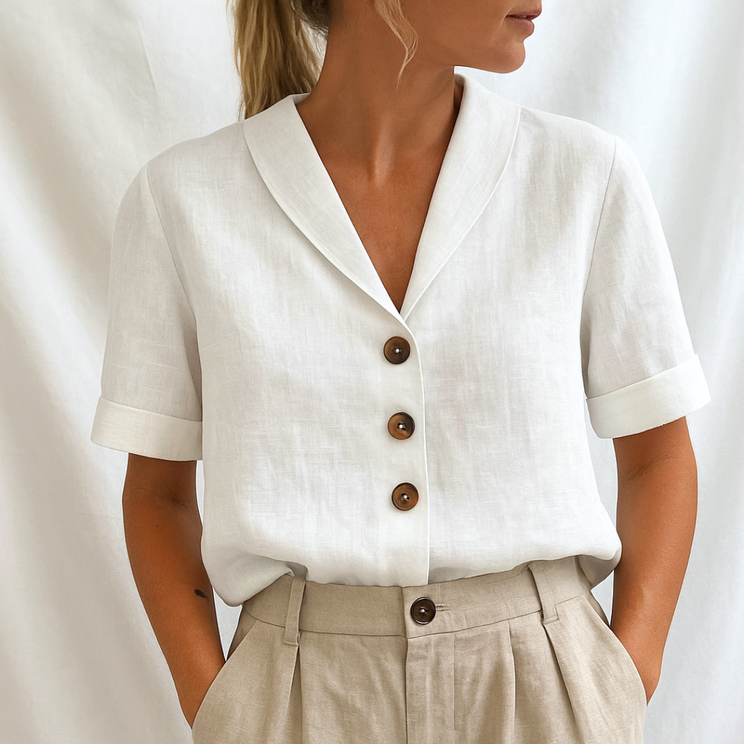 Blouse Femme avec Col Revers et Manches Mi-Longues Lucyle