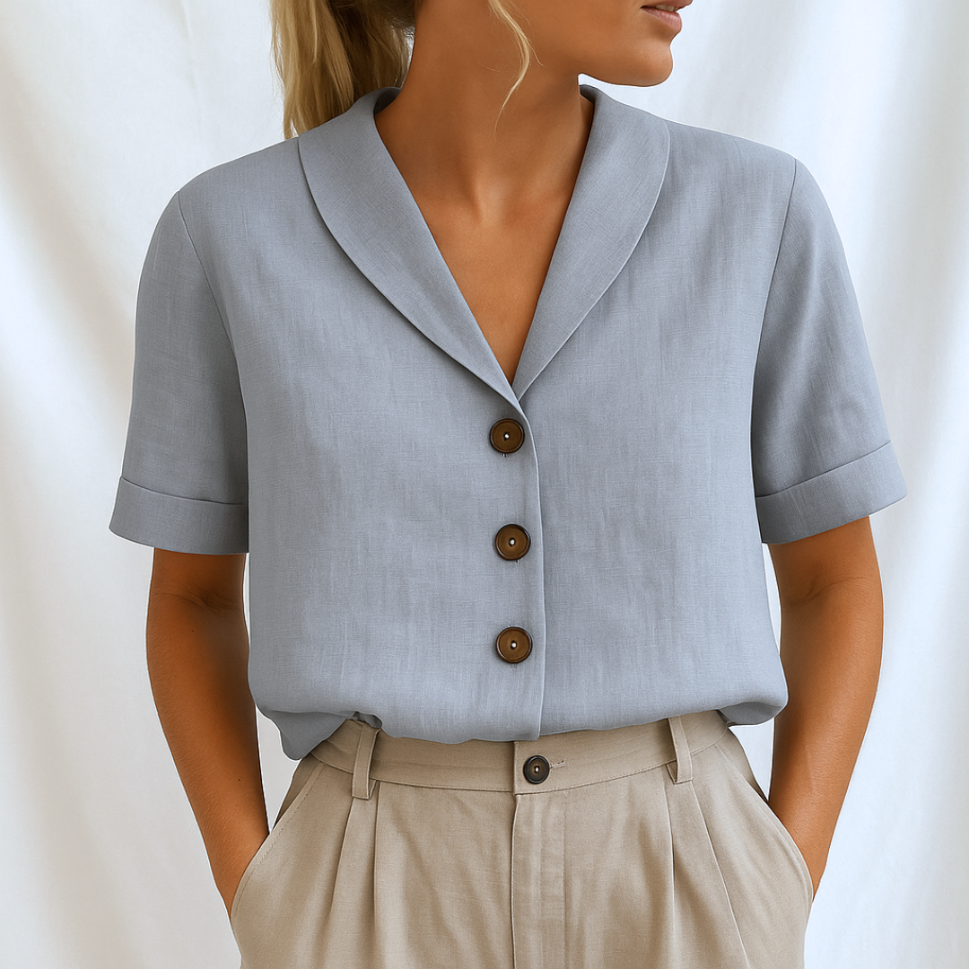 Blouse Femme avec Col Revers et Manches Mi-Longues Lucyle