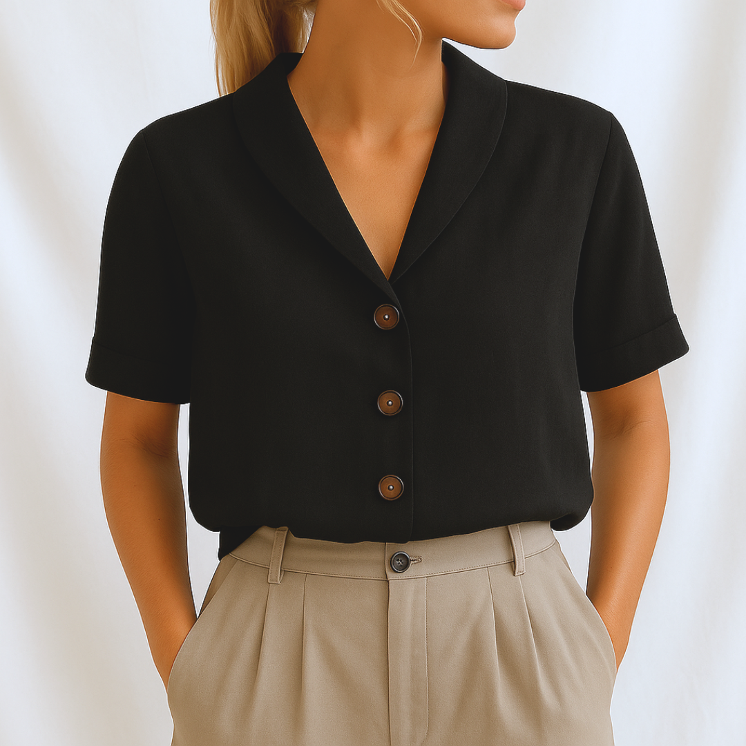 Blouse Femme avec Col Revers et Manches Mi-Longues Lucyle