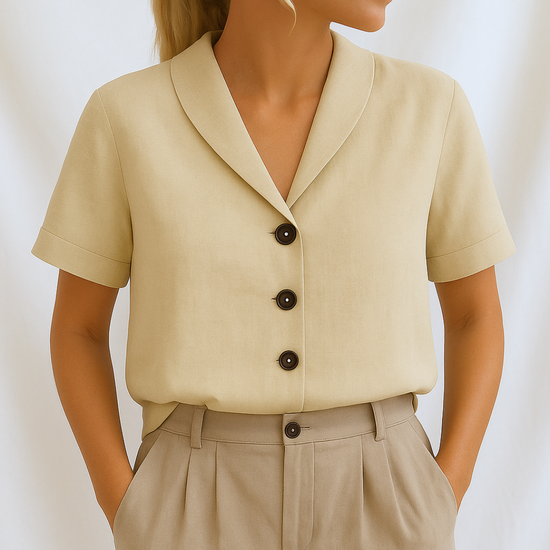 Blouse Femme avec Col Revers et Manches Mi-Longues Lucyle