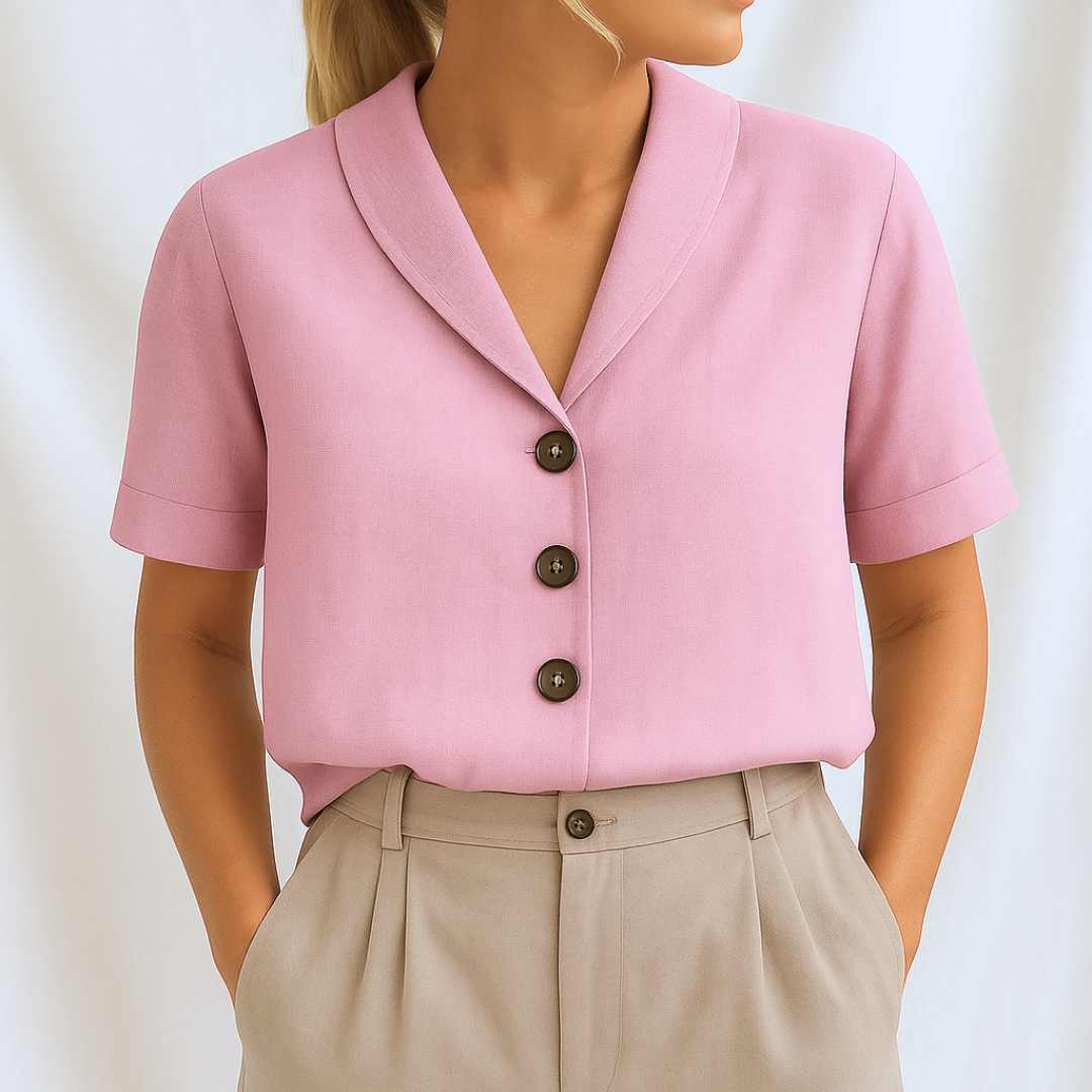 Blouse Femme avec Col Revers et Manches Mi-Longues Lucyle