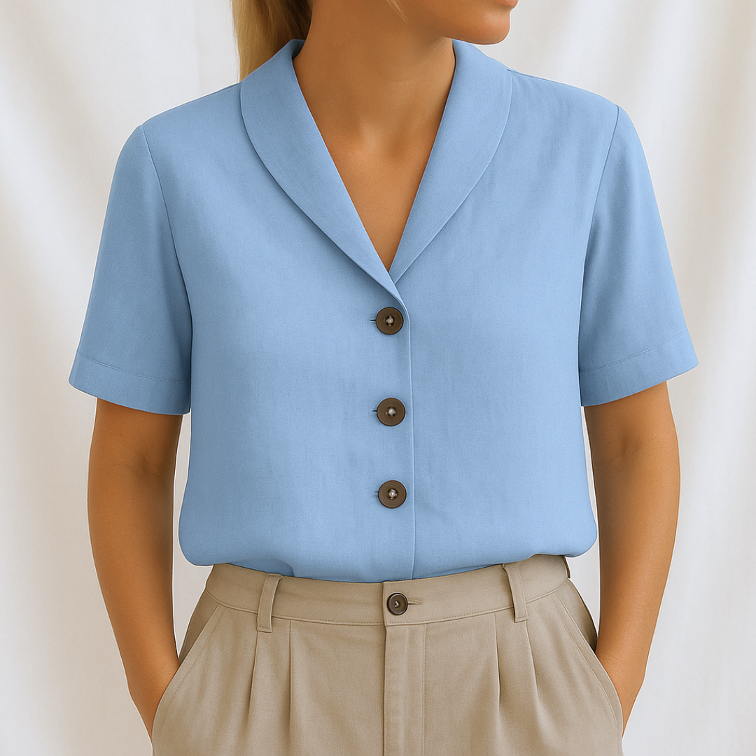 Blouse Femme avec Col Revers et Manches Mi-Longues Lucyle