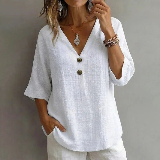 Blouse Femme avec Col en V en Coton Lucyle