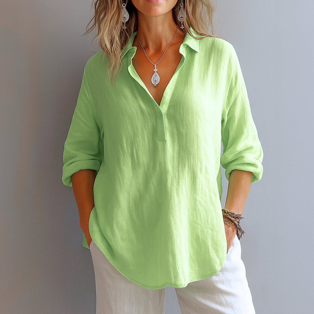 Blouse Femme avec Col en V en Lin Lucyle