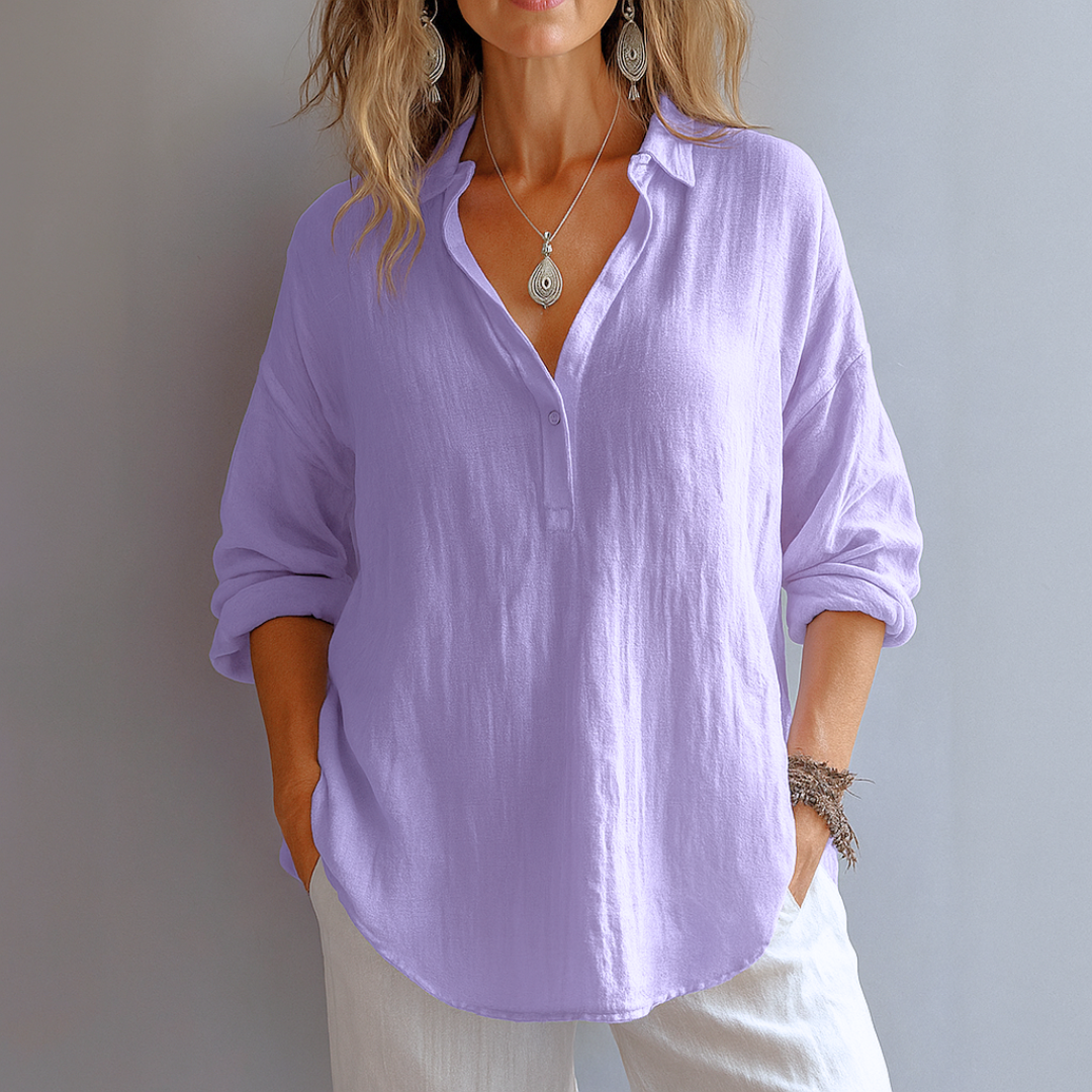 Blouse Femme avec Col en V en Lin Lucyle