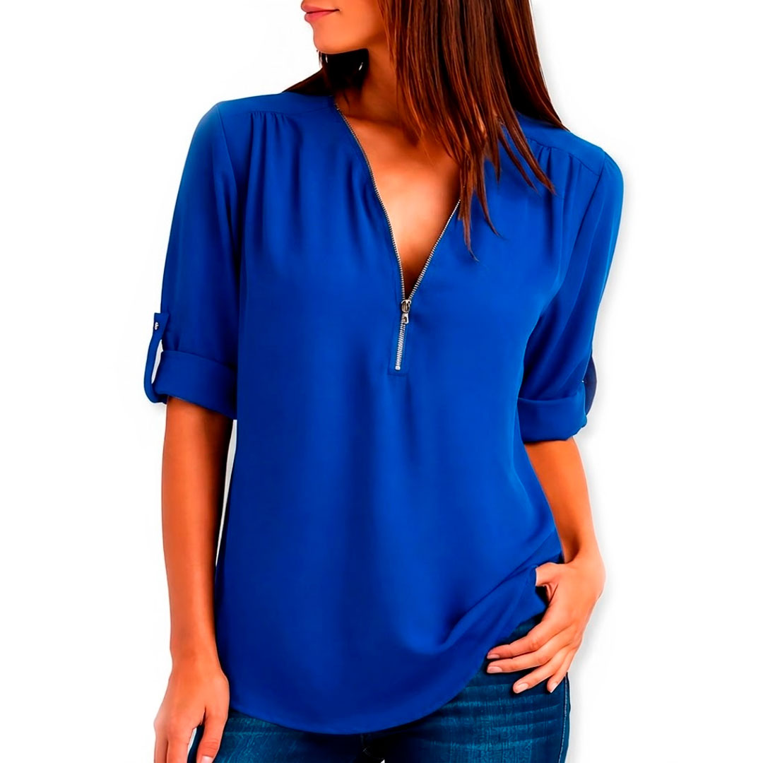 Blouse Femme avec Col en V et Détails Élégants Lucyle