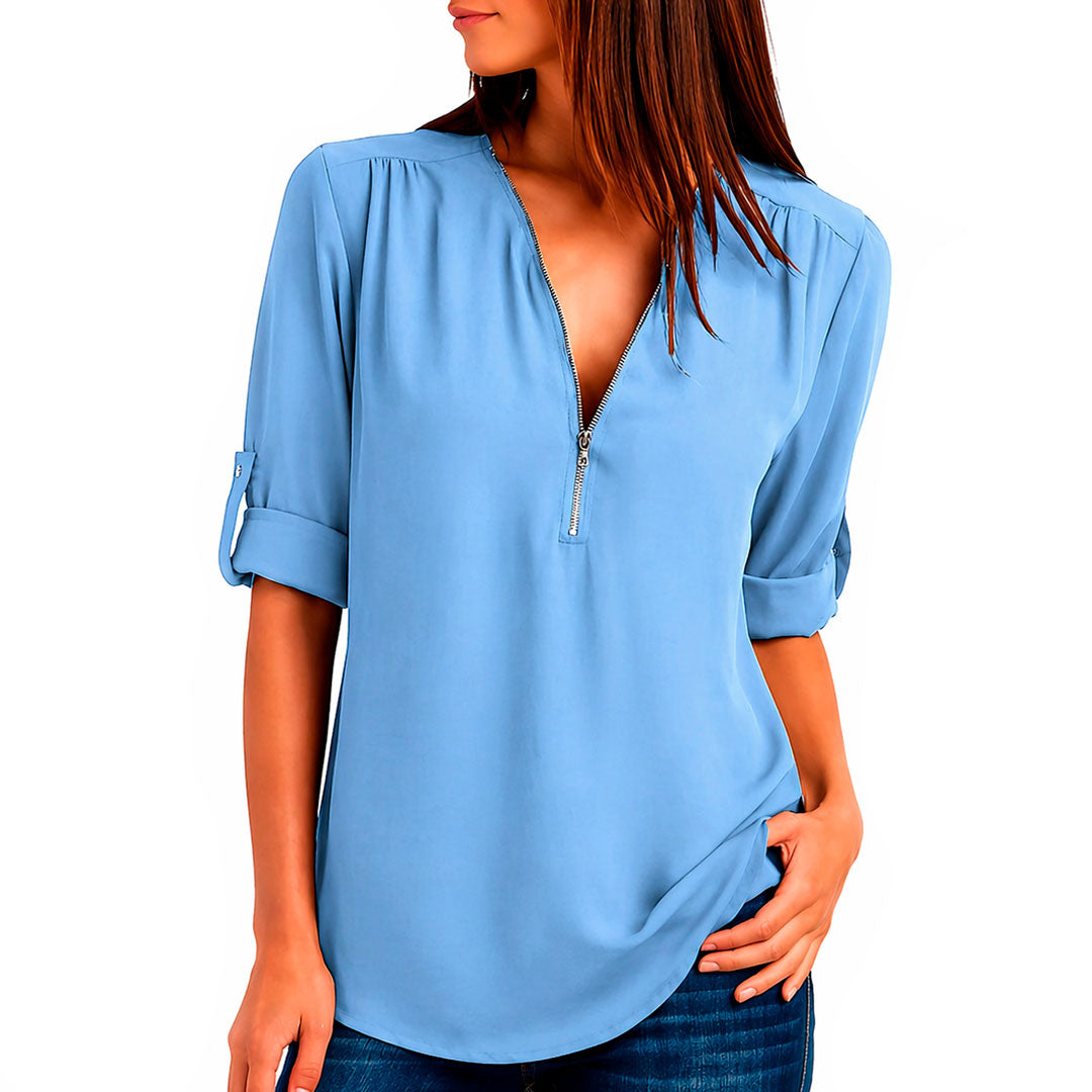 Blouse Femme avec Col en V et Détails Élégants Lucyle