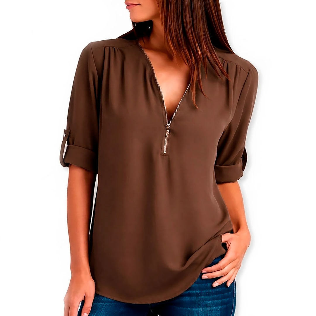 Blouse Femme avec Col en V et Détails Élégants Lucyle