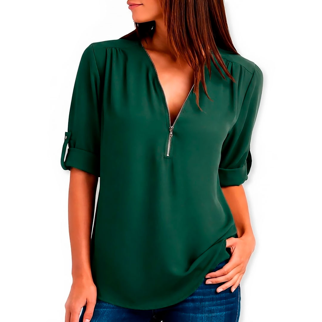 Blouse Femme avec Col en V et Détails Élégants Lucyle