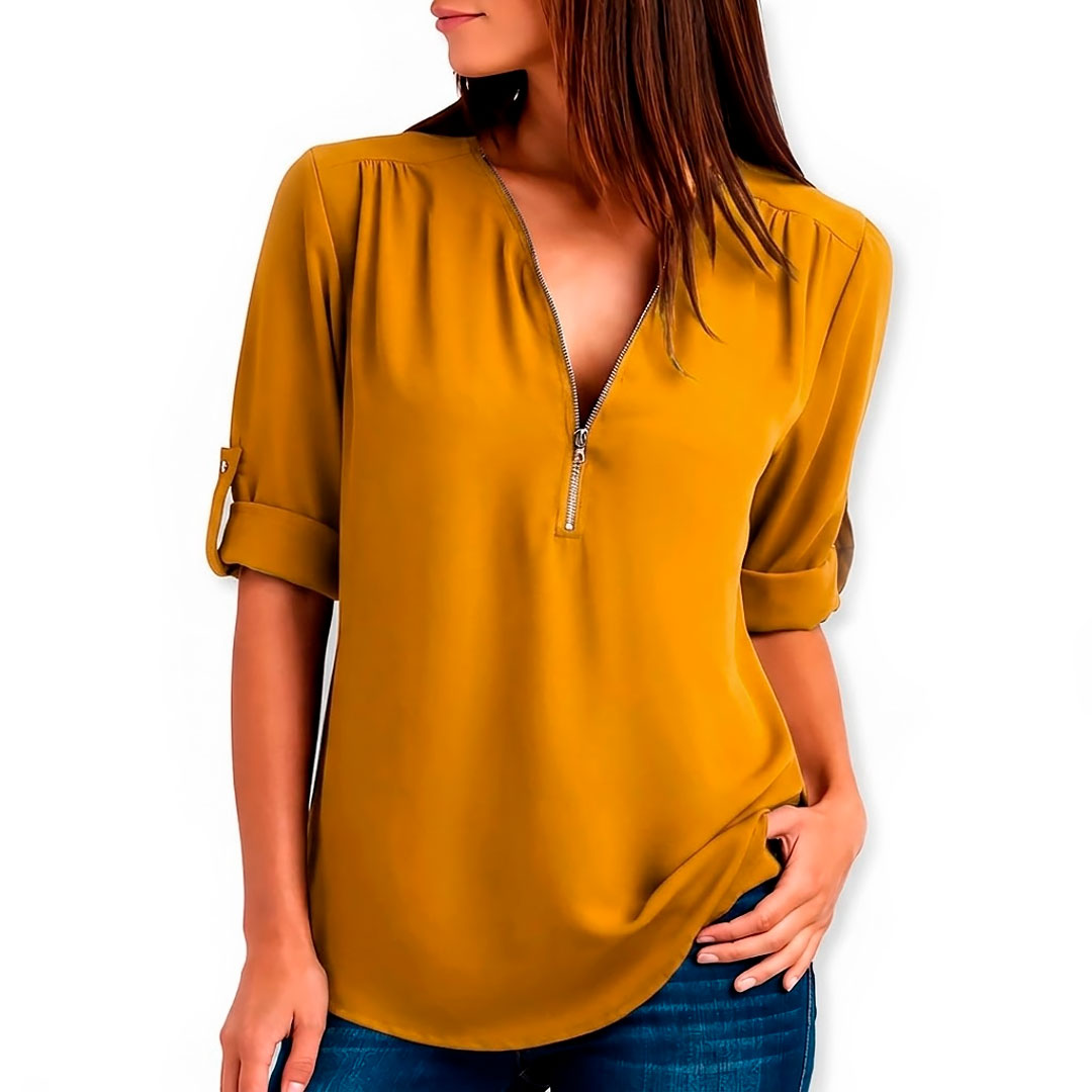 Blouse Femme avec Col en V et Détails Élégants Lucyle
