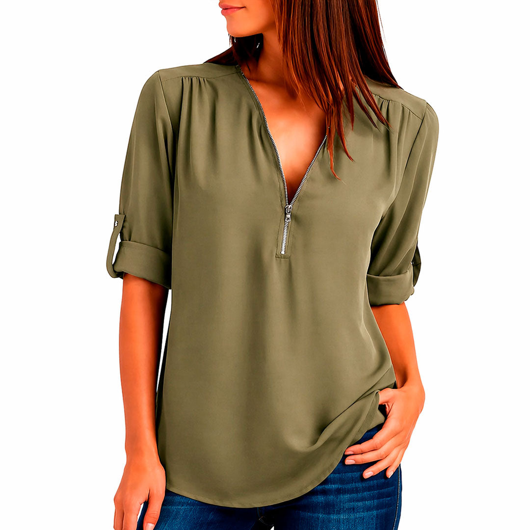 Blouse Femme avec Col en V et Détails Élégants Lucyle