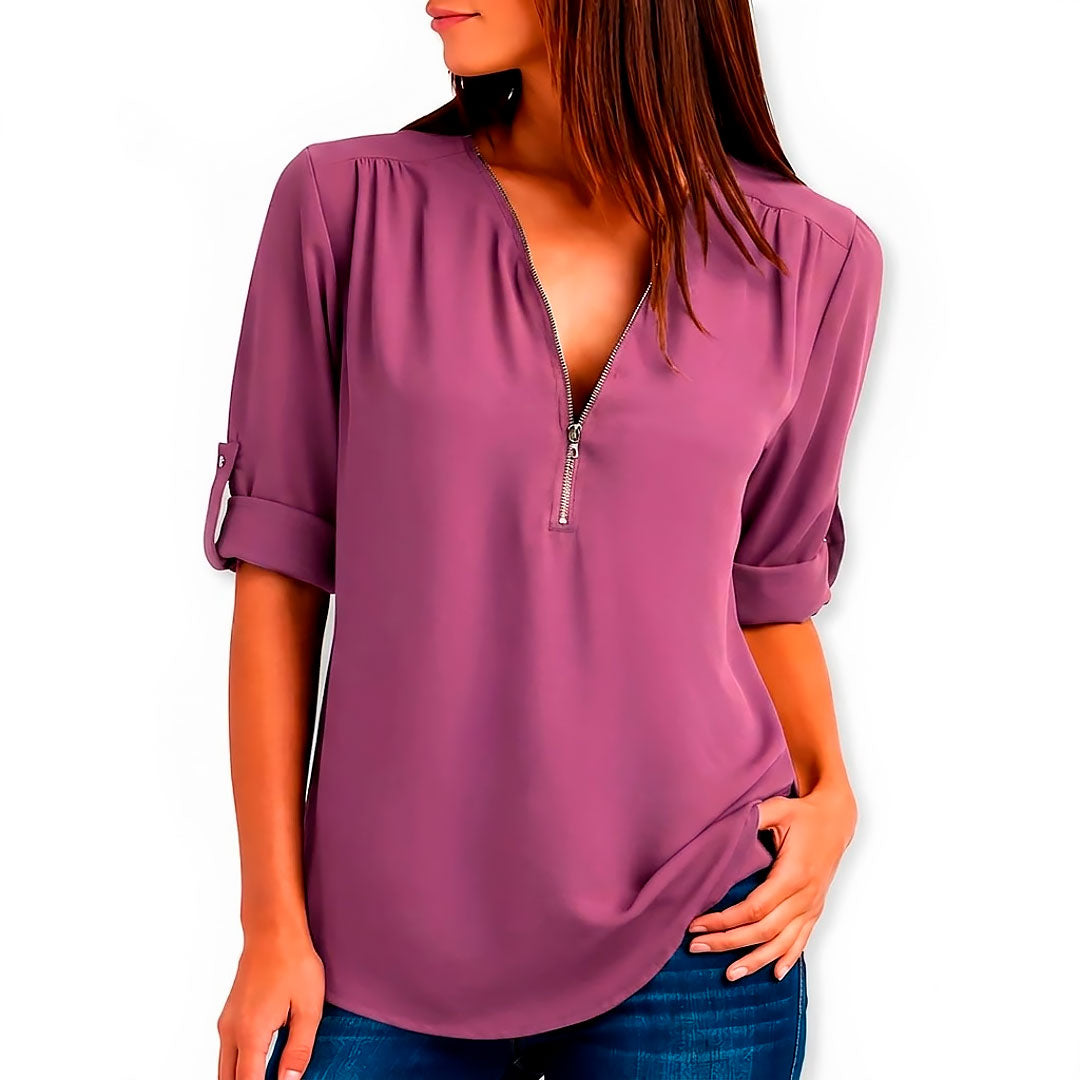 Blouse Femme avec Col en V et Détails Élégants Lucyle