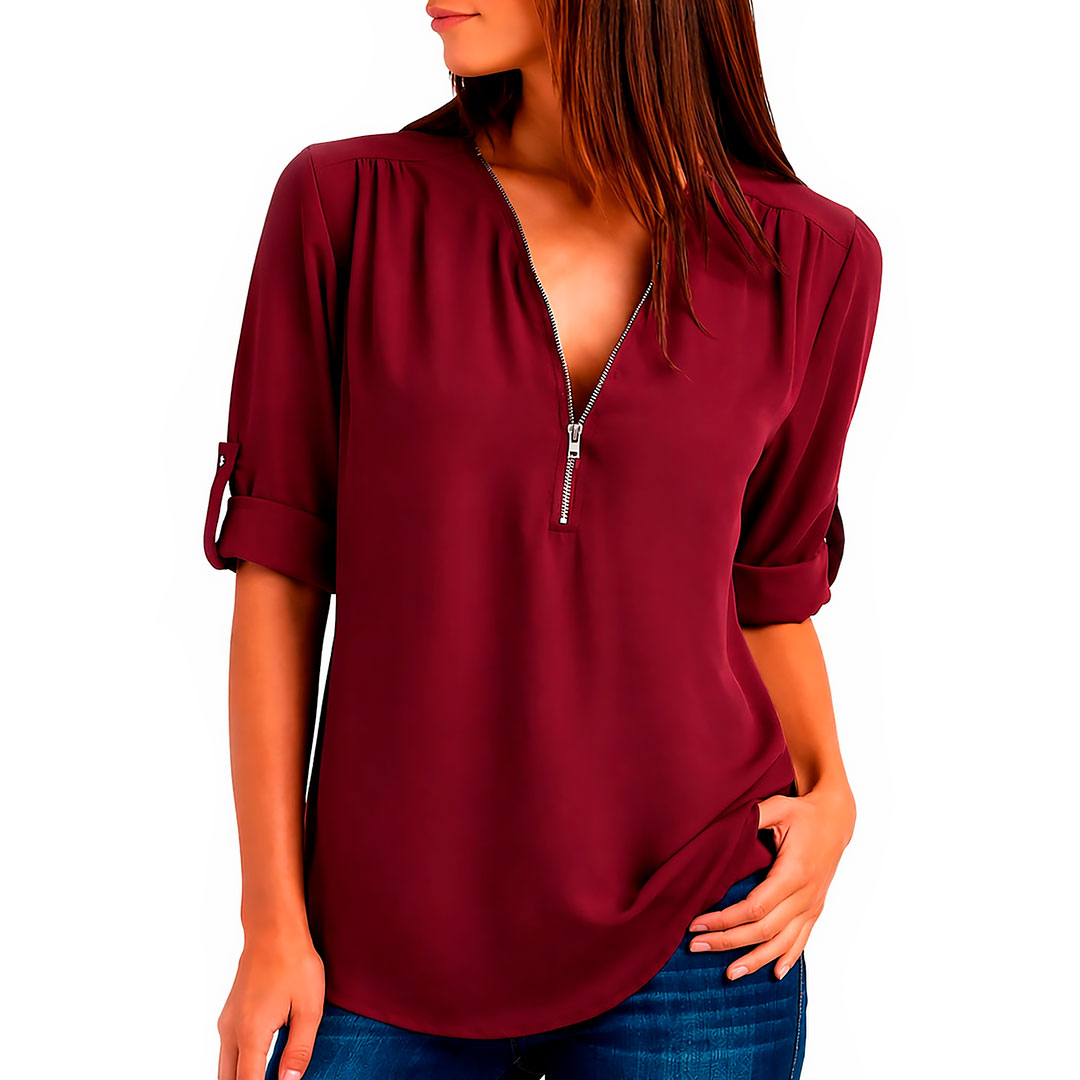 Blouse Femme avec Col en V et Détails Élégants Lucyle