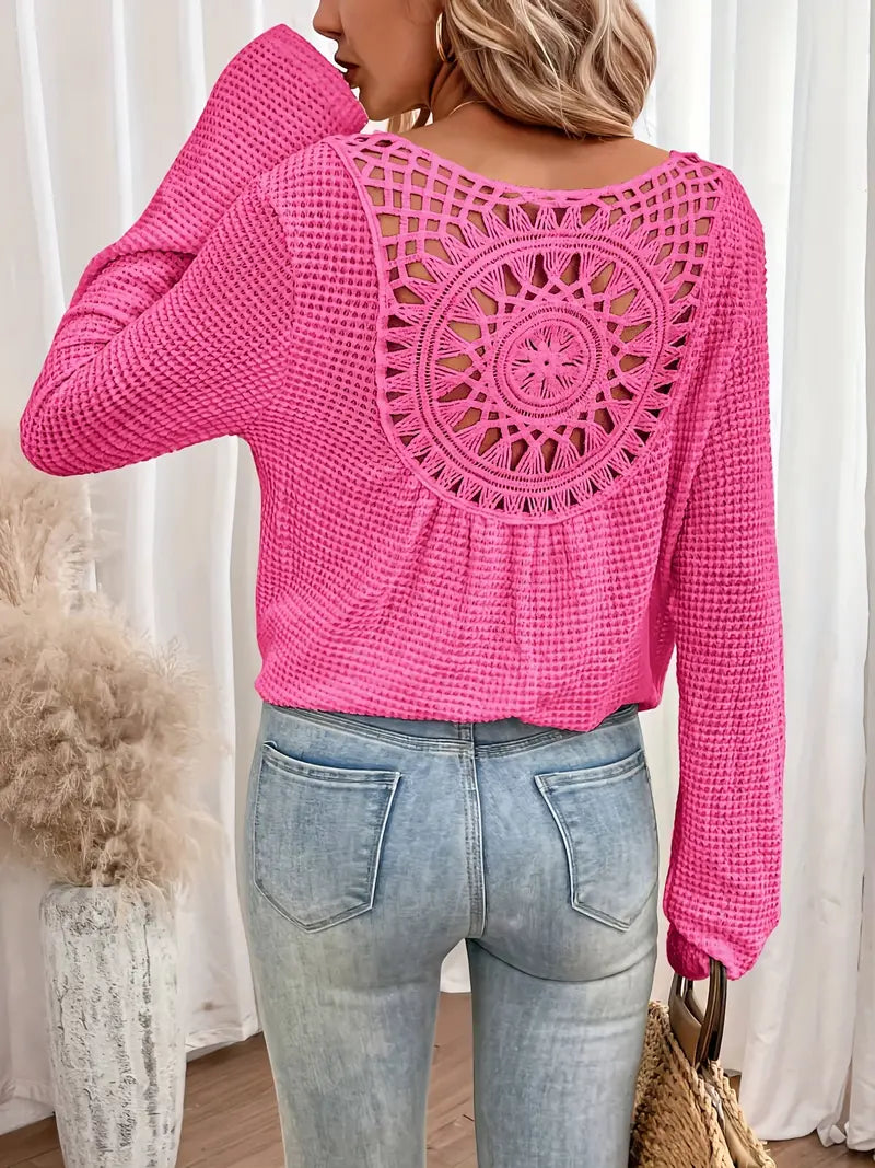 Blouse Femme avec Col en V et Détails en Dentelle Lucyle