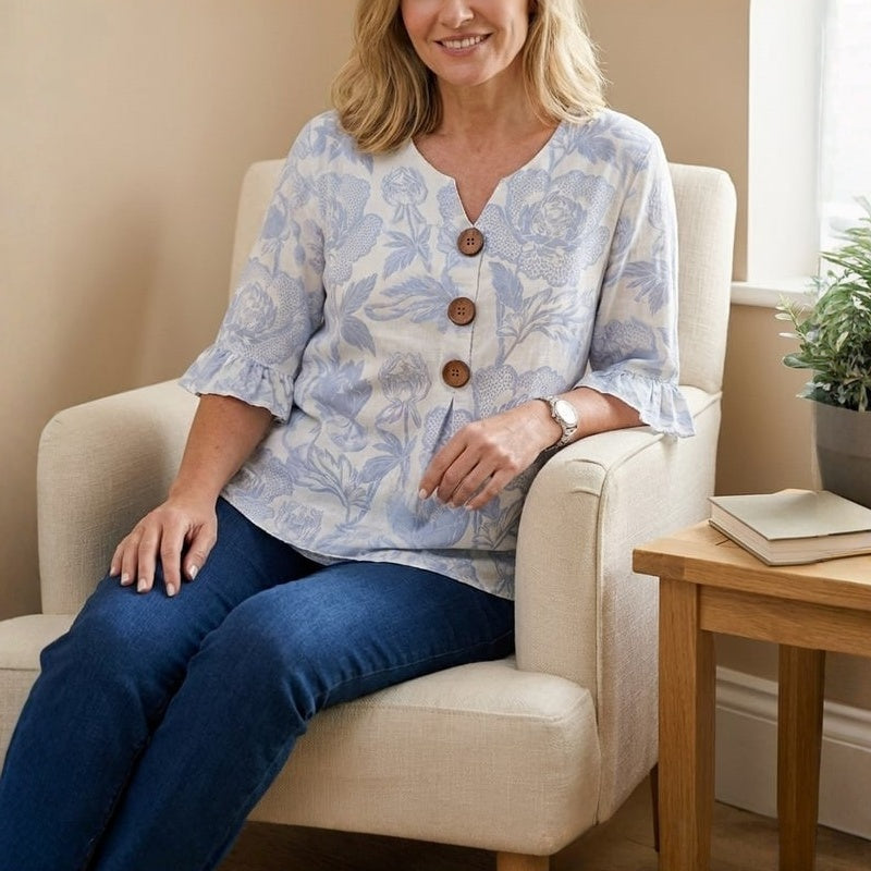 Blouse Femme avec Col en V et Motif Floral Lucyle