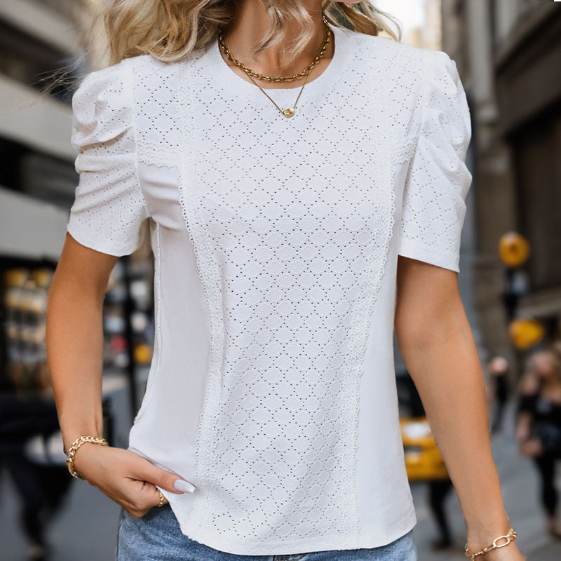 Blouse Femme avec Manches Bouffantes en Dentelle Lucyle