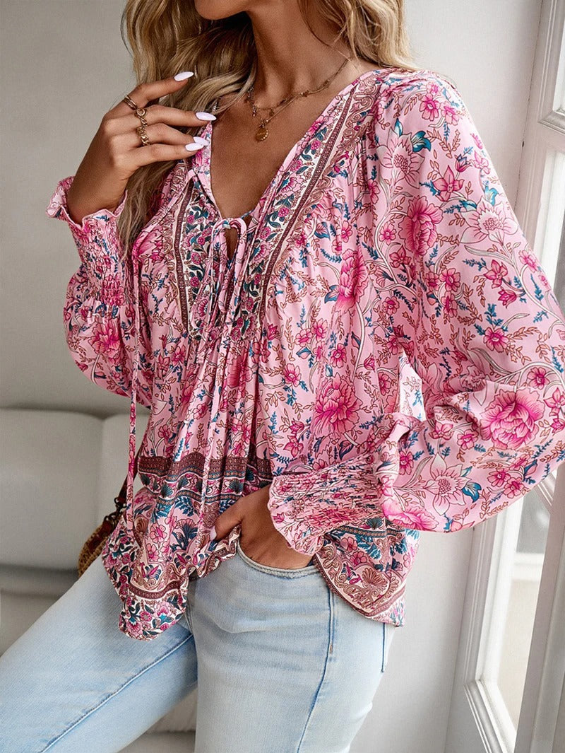 Blouse Femme avec Poignets Volants en Coton Lucyle