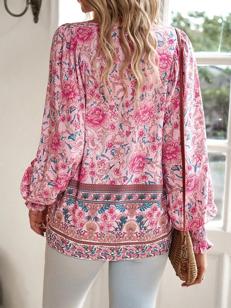 Blouse Femme avec Poignets Volants en Coton Lucyle