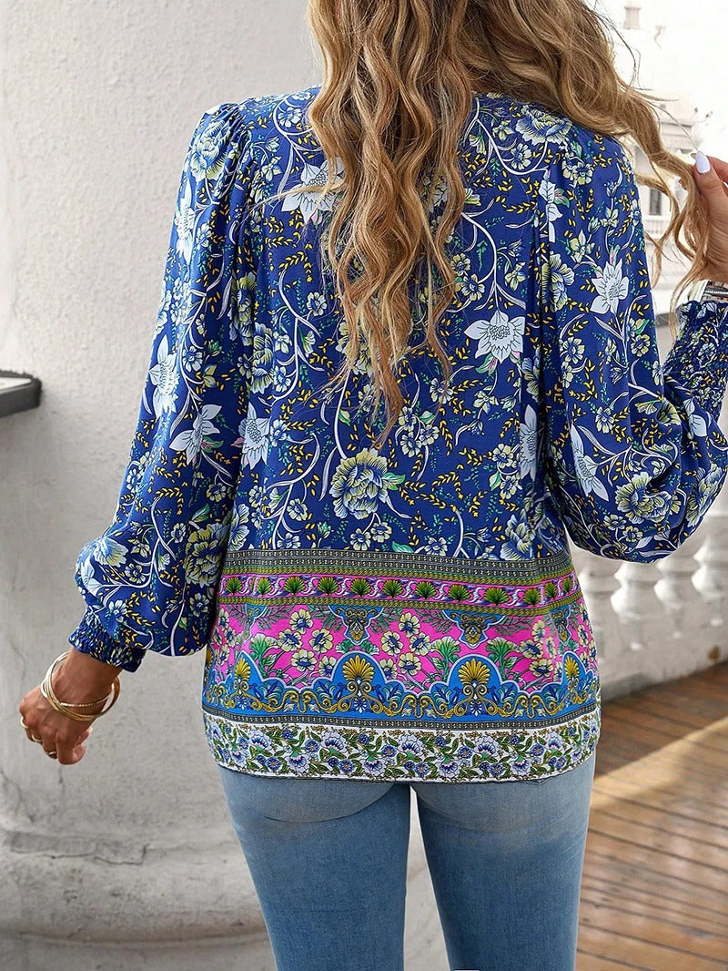 Blouse Femme avec Poignets Volants en Coton Lucyle