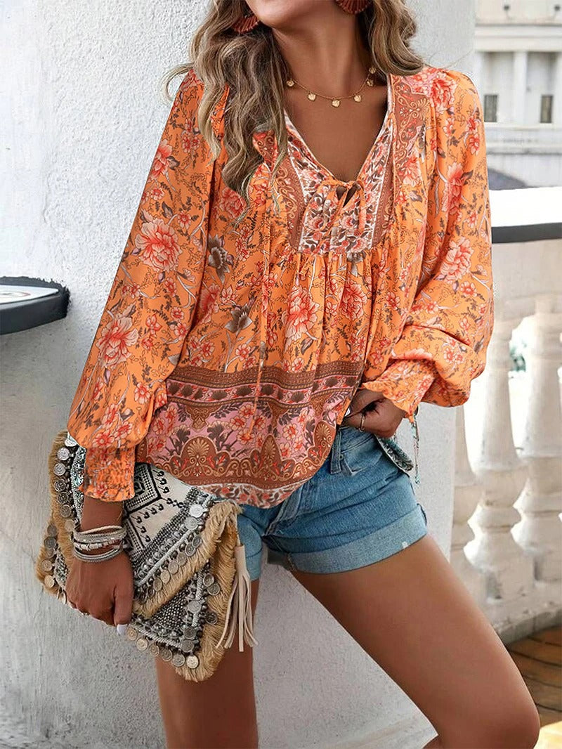 Blouse Femme avec Poignets Volants en Coton Lucyle