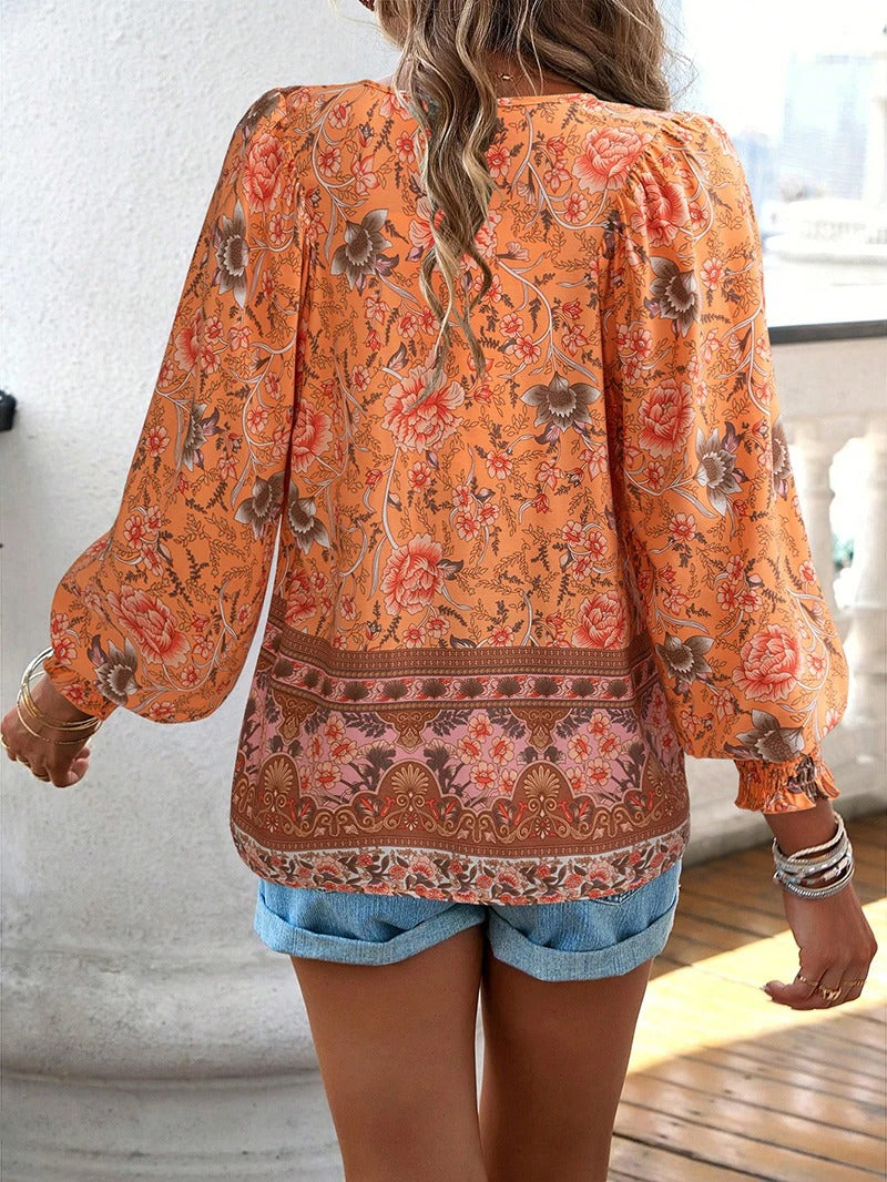 Blouse Femme avec Poignets Volants en Coton Lucyle