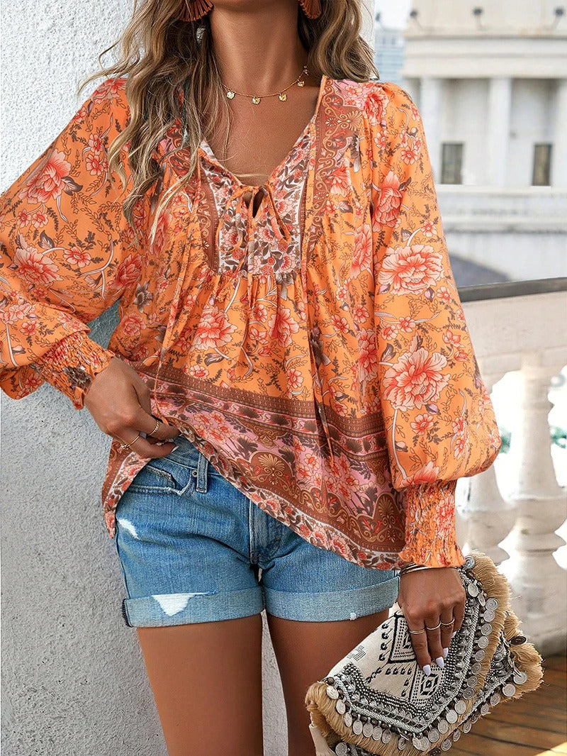 Blouse Femme avec Poignets Volants en Coton Lucyle