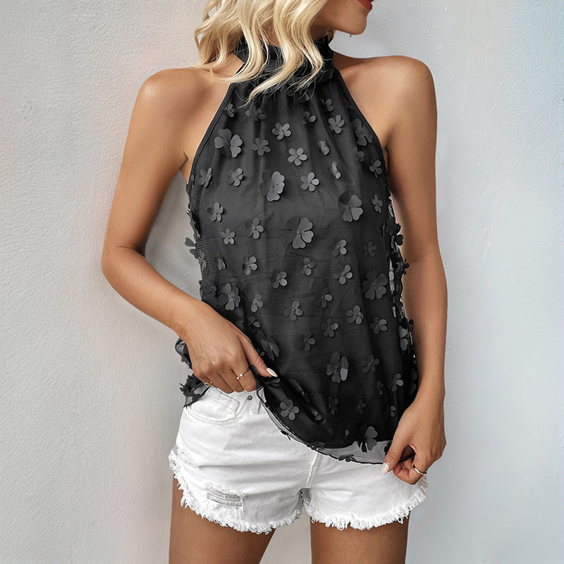 Blouse Femme en Mousseline avec Applications Florales Lucyle