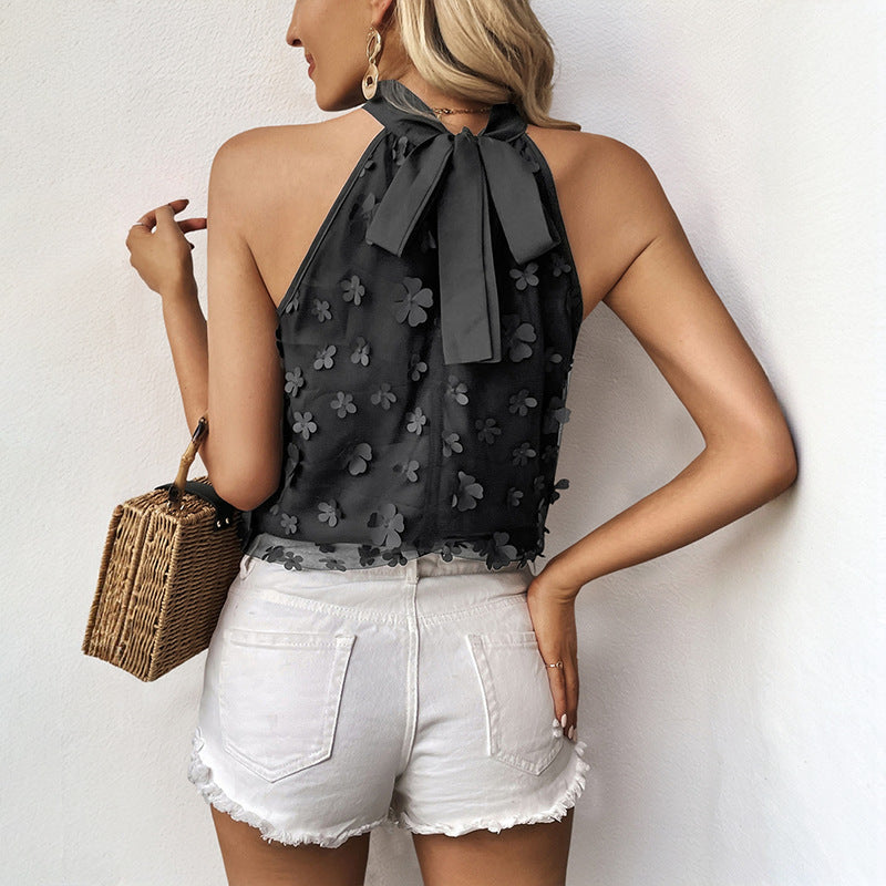 Blouse Femme en Mousseline avec Applications Florales Lucyle