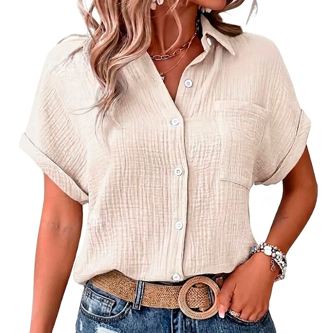 Blouse Femme en Mousseline avec Poche Poitrine Lucyle