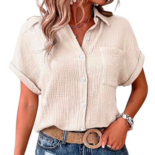 Blouse Femme en Mousseline avec Poche Poitrine Lucyle