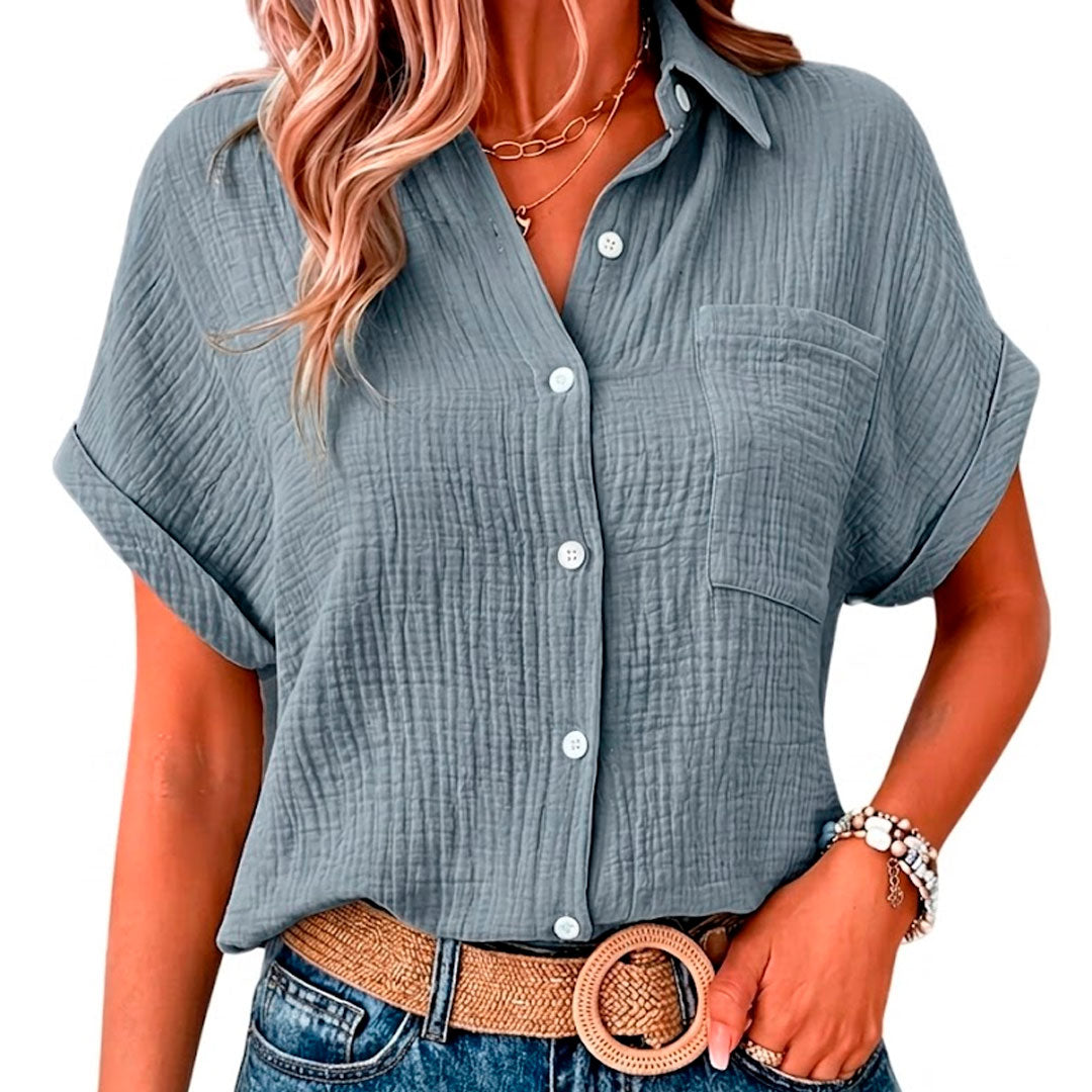 Blouse Femme en Mousseline avec Poche Poitrine Lucyle