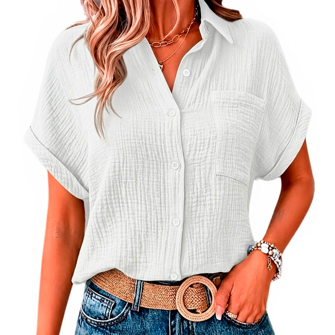 Blouse Femme en Mousseline avec Poche Poitrine Lucyle