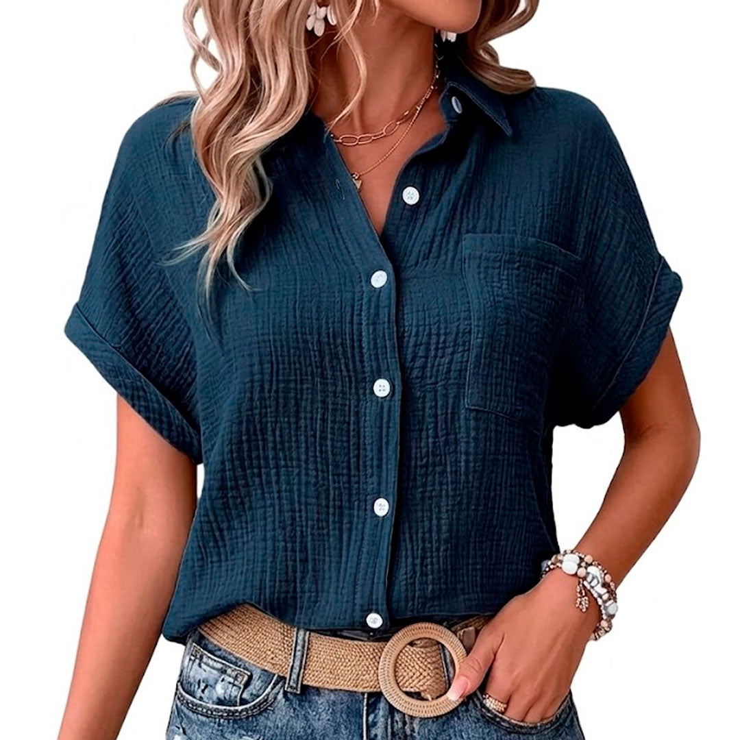 Blouse Femme en Mousseline avec Poche Poitrine Lucyle